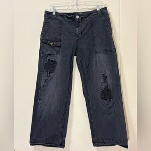 Anthropology Pilcro Black Distressed Boyfriend Jeans